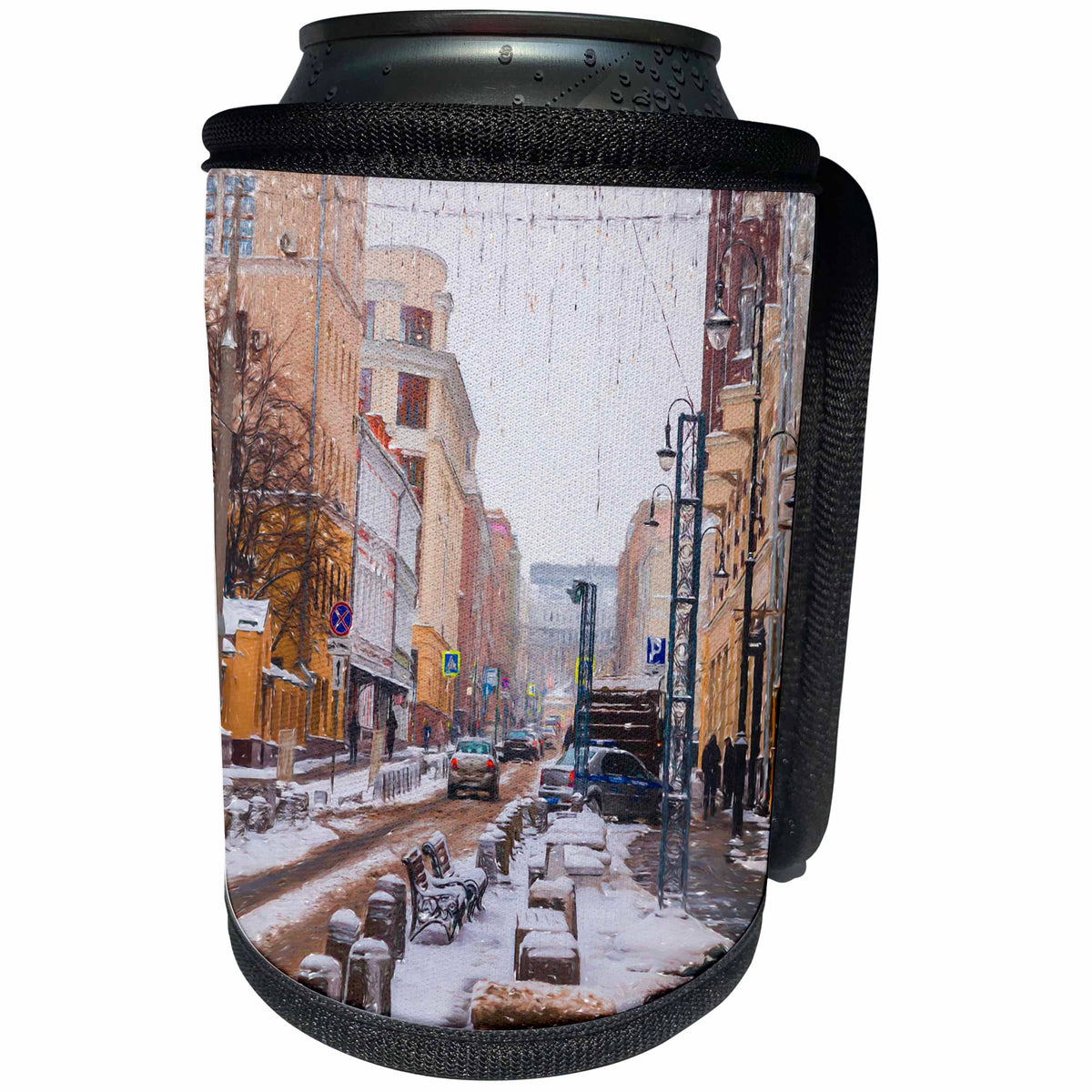 3dRose Alexis Photo-Art - Moscow City - Moscow Digital Photo Art - Large Dmitrovka street in winter - Can Cooler Bottle Wrap (cc_273296)
