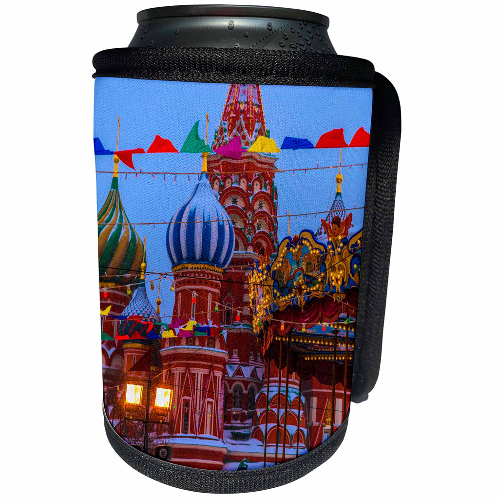 3dRose Alexis Photo-Art - Moscow City - Moscow Digital Photo Art - Christmas fair on Red Square in winter - Can Cooler Bottle Wrap (cc_273304)