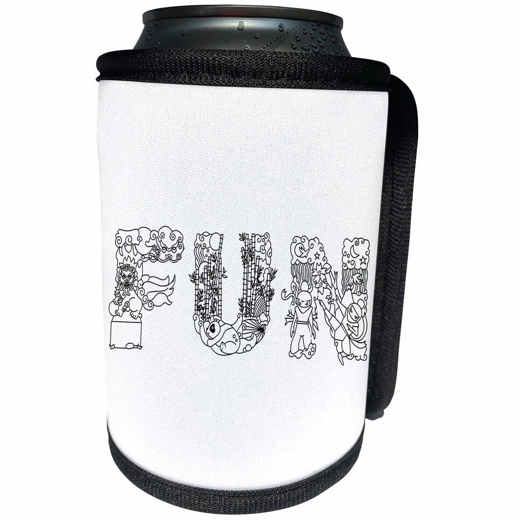 3dRose Alexis Design - Decorative Text - Fun - beautiful decorative text on white - Can Cooler Bottle Wrap (cc_273307)