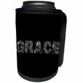 3dRose Alexis Design - Decorative Text - Grace - beautiful decorative text on black - Can Cooler Bottle Wrap (cc_273312)