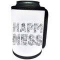 3dRose Alexis Design - Decorative Text - Happiness - beautiful decorative text in two rows on white - Can Cooler Bottle Wrap (cc_273313)