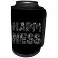 3dRose Alexis Design - Decorative Text - Happiness - beautiful decorative text in two rows on black - Can Cooler Bottle Wrap (cc_273314)
