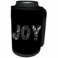 3dRose Alexis Design - Decorative Text - Joy - beautiful decorative text on black - Can Cooler Bottle Wrap (cc_273316)