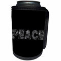 3dRose Alexis Design - Decorative Text - Peace - beautiful decorative text on black - Can Cooler Bottle Wrap (cc_273318)