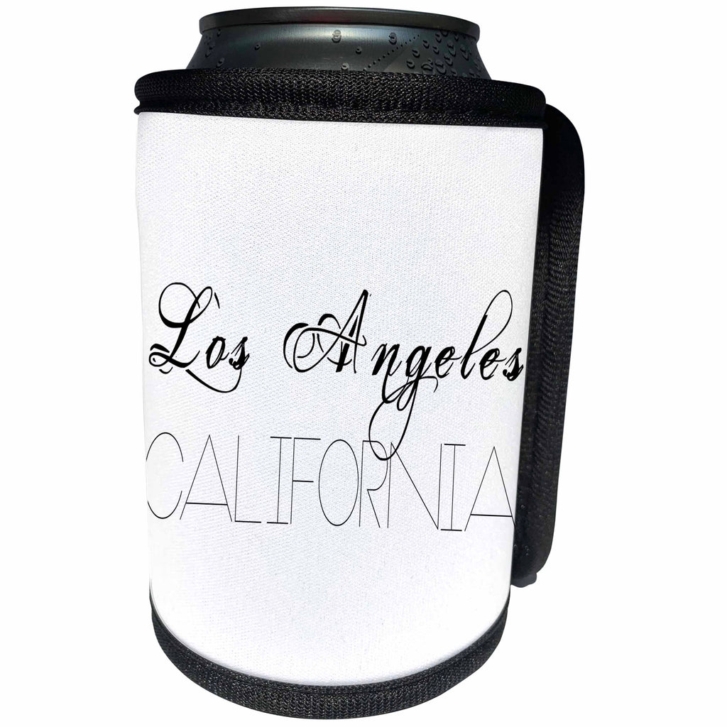 3dRose Alexis Design - Cities of the world - Cities Of The World - Los Angeles, California on white background - Can Cooler Bottle Wrap (cc_273353)