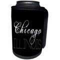 3dRose Alexis Design - Cities of the world - Cities Of The World - Chicago, Illinois on black background - Can Cooler Bottle Wrap (cc_273360)