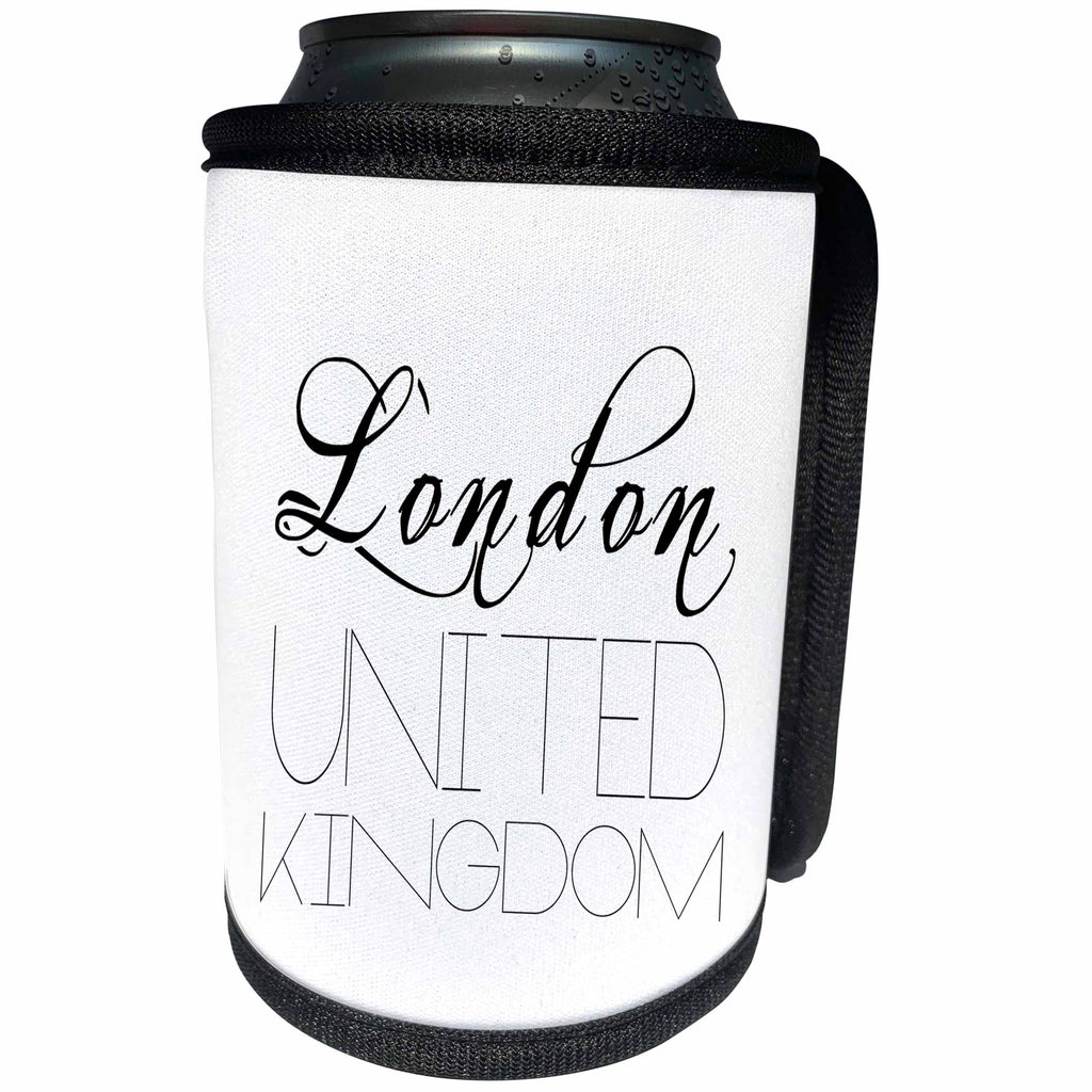 3dRose Alexis Design - Cities of the world - Cities Of The World - London, United Kingdom on white background - Can Cooler Bottle Wrap (cc_273362)