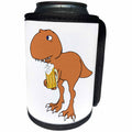 3dRose Cartoon Animal Humor - Image of Tan Happy Dinosaur Drinking Mug Of Beer - Can Cooler Bottle Wrap (cc_273373)