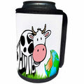 3dRose Cartoon Animal Humor - Image of Cartoon Of A Cow Chewing On Globe - Can Cooler Bottle Wrap (cc_273381)