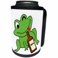 3dRose Cartoon Animal Humor - Image of Cartoon Green Frog Drinks From Beer Bottle - Can Cooler Bottle Wrap (cc_273382)