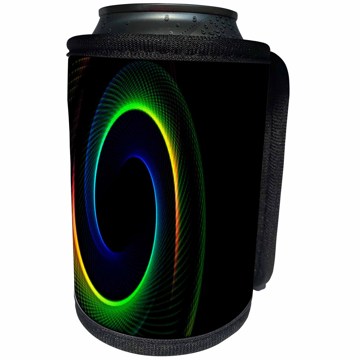 3dRose Fractal Abstracts - Image of Fractal Swirl In Large Green and Blue Swirl - Can Cooler Bottle Wrap (cc_273385)
