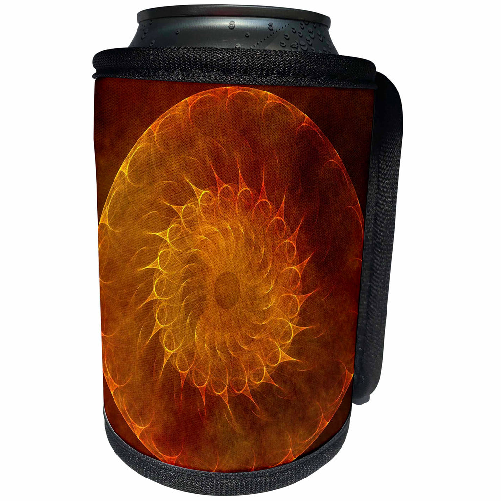 3dRose Fractal Abstracts - Image of Fractal Large Fiery Orange Circle - Can Cooler Bottle Wrap (cc_273390)