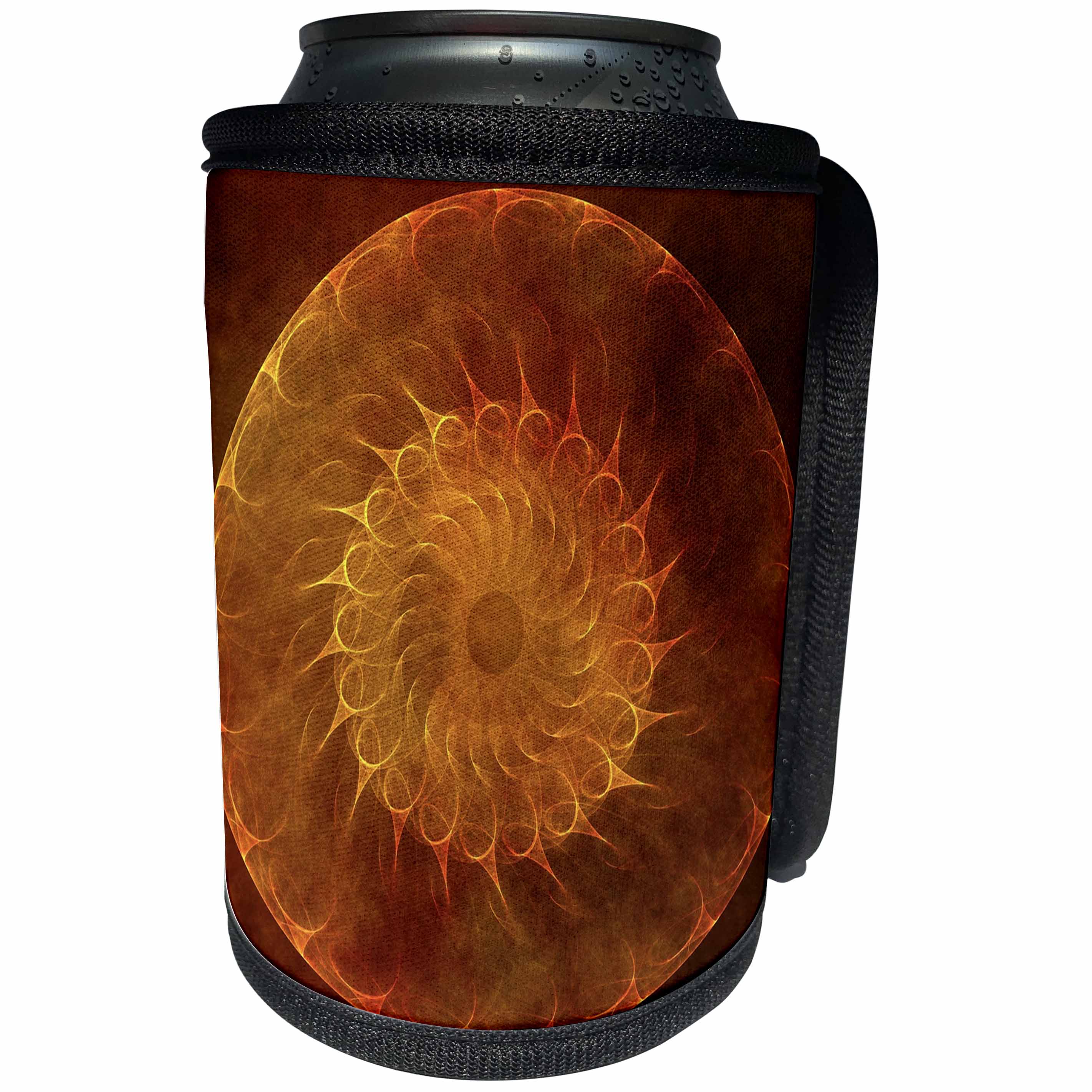 3dRose Fractal Abstracts - Image of Fractal Large Fiery Orange Circle - Can Cooler Bottle Wrap (cc_273390)