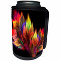 3dRose Fractal Abstracts - Image of Fractal Multi Color Melting Feathers On Black - Can Cooler Bottle Wrap (cc_273393)