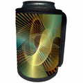 3dRose Fractal Abstracts - Image of Fractal Gold and Aqua Interwoven Design - Can Cooler Bottle Wrap (cc_273394)