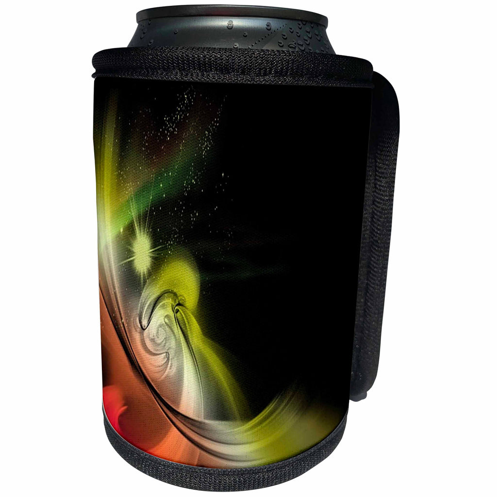 3dRose Fractal Abstracts - Image of Fractal Red Yellow Black Solar System In Space - Can Cooler Bottle Wrap (cc_273395)