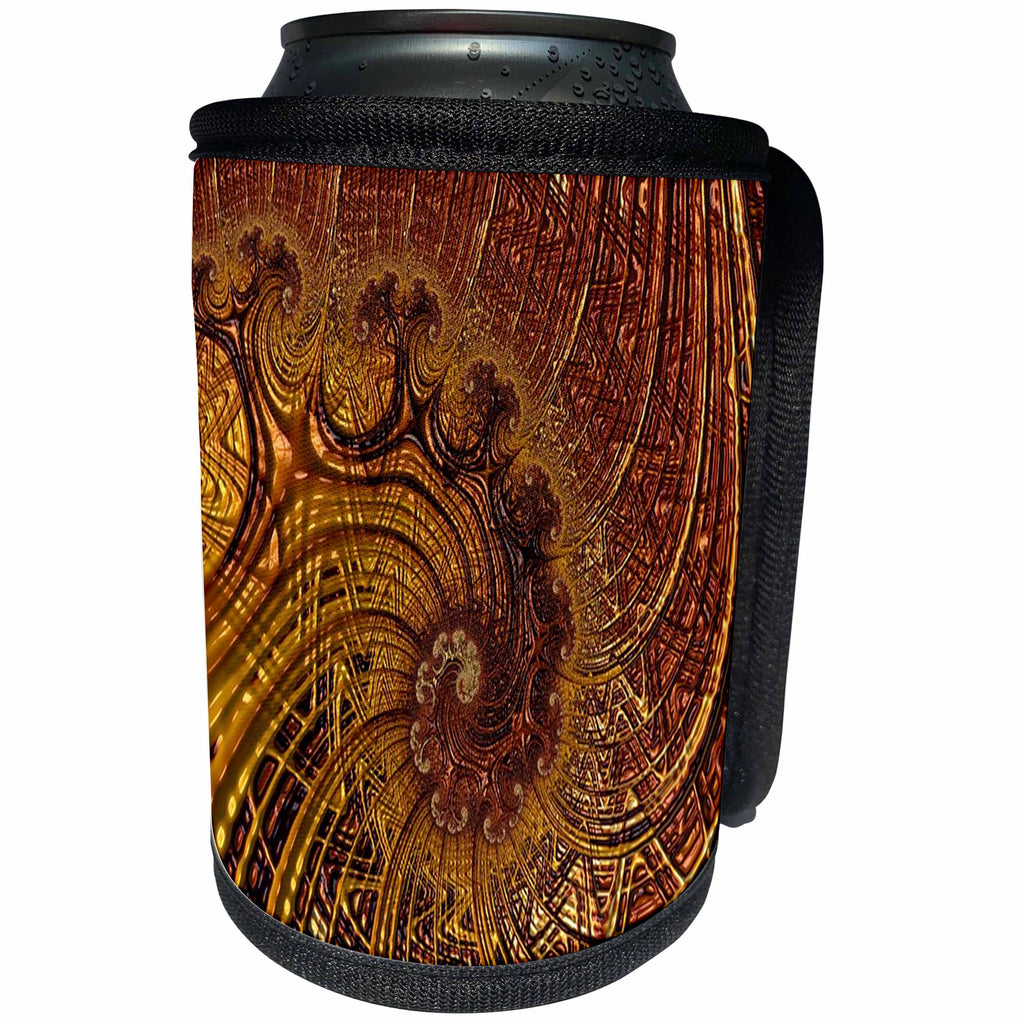3dRose Fractal Abstracts - Image of Fractal Abstract Of Copper Whirls and Lines - Can Cooler Bottle Wrap (cc_273399)