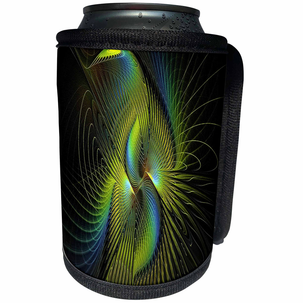 3dRose Fractal Abstracts - Image of Fractal Abstract Chartreuse Web Design - Can Cooler Bottle Wrap (cc_273404)