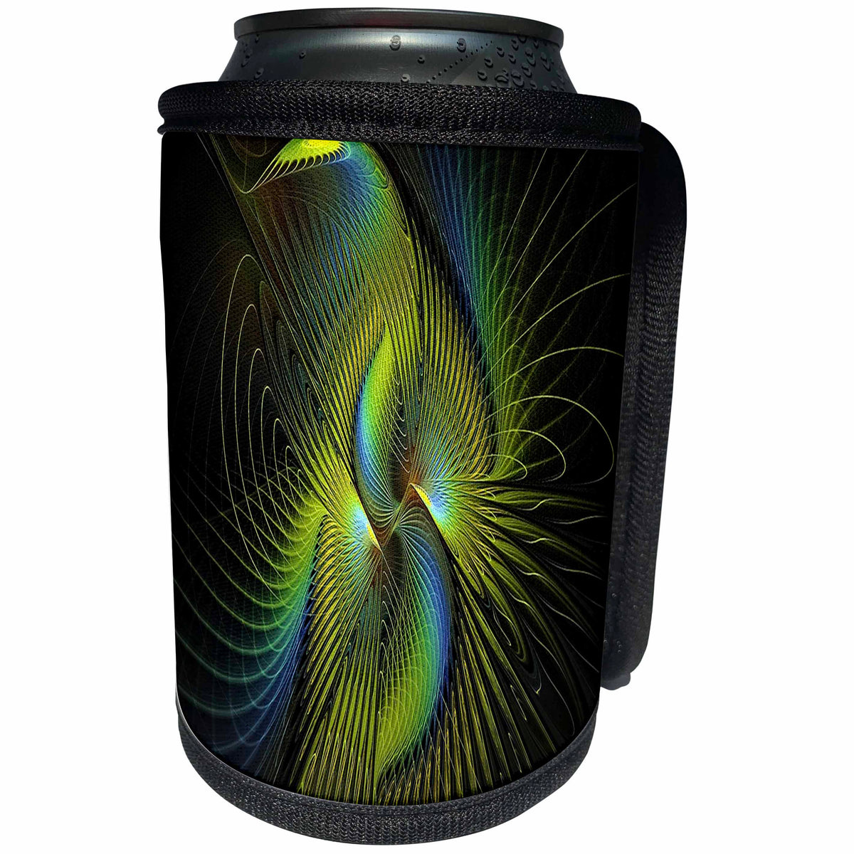 3dRose Fractal Abstracts - Image of Fractal Abstract Chartreuse Web Design - Can Cooler Bottle Wrap (cc_273404)