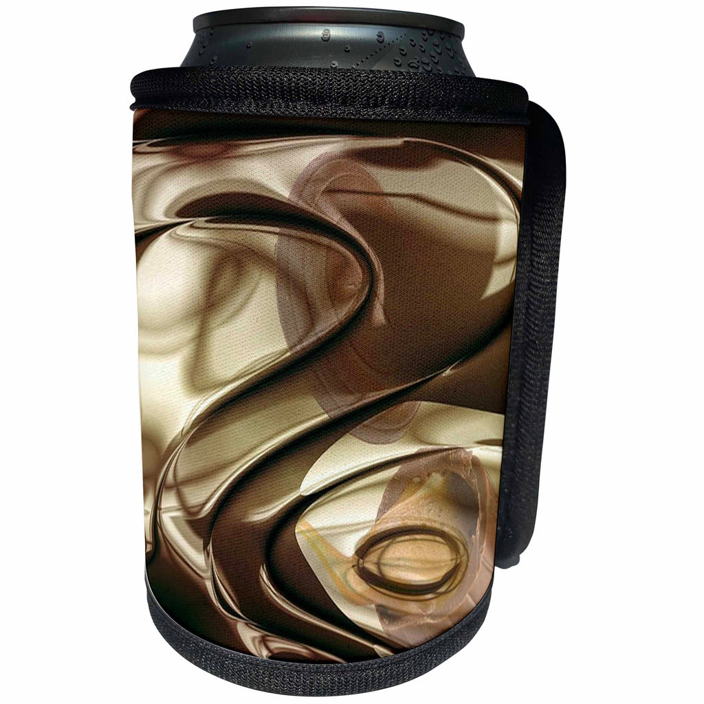 3dRose Fractal Abstracts - Image of Fractal Abstract Melted Gold and Black Chocolate - Can Cooler Bottle Wrap (cc_273412)