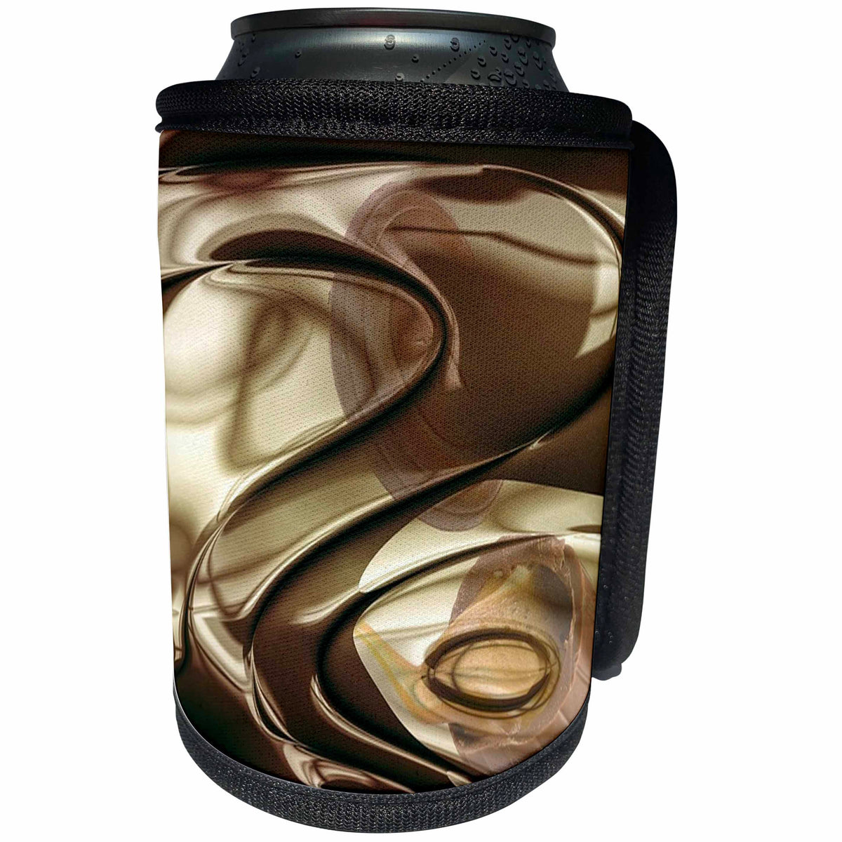3dRose Fractal Abstracts - Image of Fractal Abstract Melted Gold and Black Chocolate - Can Cooler Bottle Wrap (cc_273412)