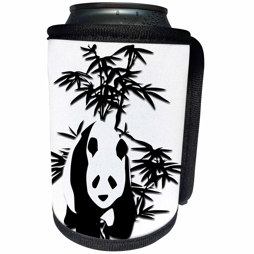 3dRose Spiritual Awakenings Animals - Black and White Panda and Bamboo Shoots - Can Cooler Bottle Wrap (cc_273416)