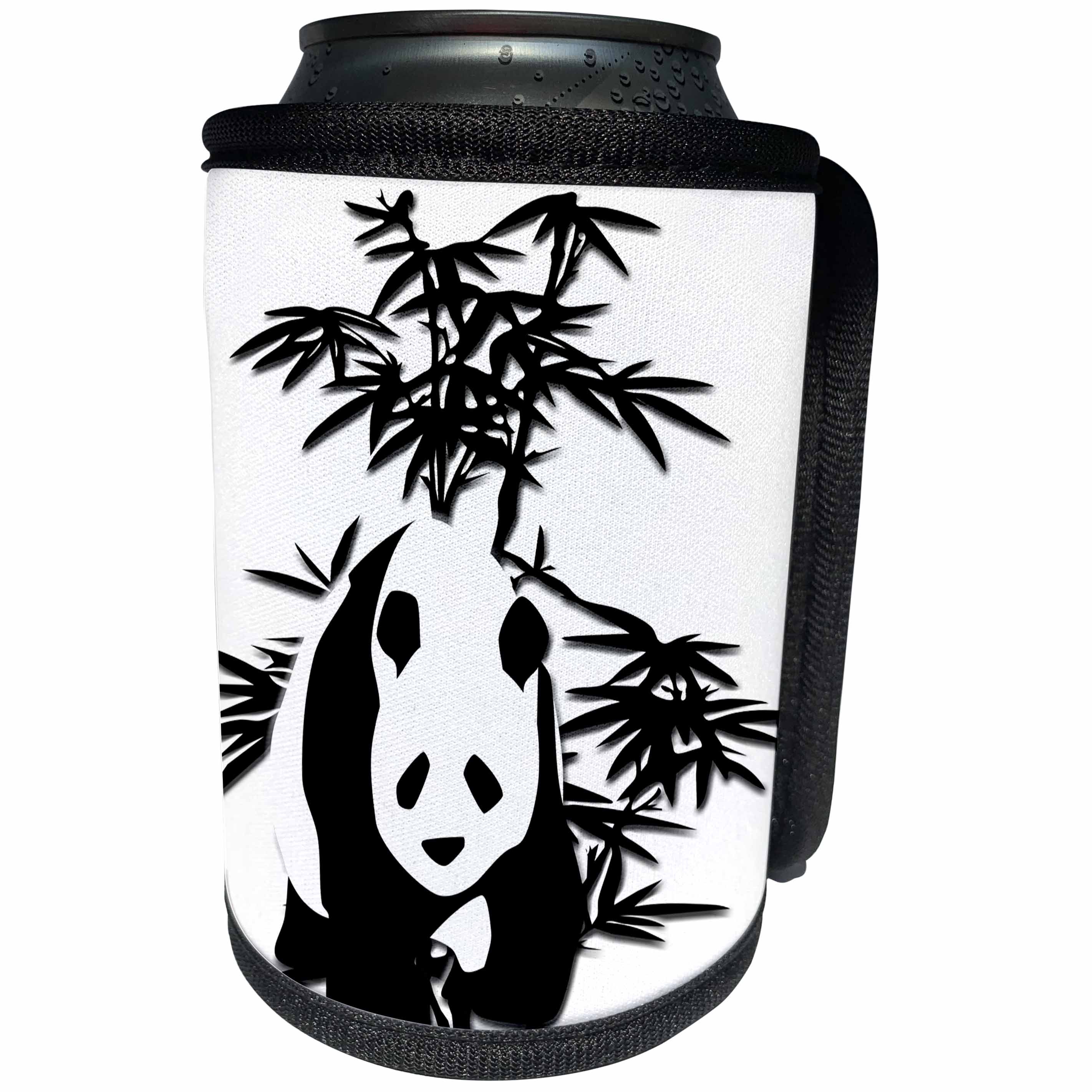 3dRose Spiritual Awakenings Animals - Black and White Panda and Bamboo Shoots - Can Cooler Bottle Wrap (cc_273416)