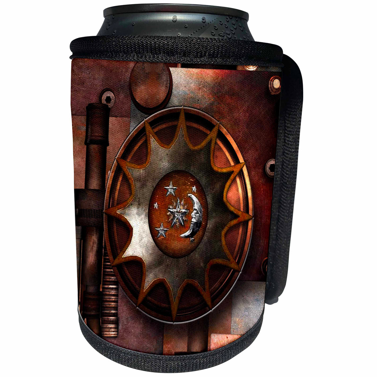 3dRose Spiritual Awakenings Realistic Metals - Digital Grunge Metal Deco Techno Art - Can Cooler Bottle Wrap (cc_273419)