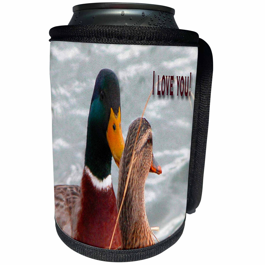 3dRose Beverly Turner I Love you Photography - Ducks I Love You - Can Cooler Bottle Wrap (cc_27342)