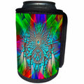 3dRose Spiritual Awakenings Native American Indian - Abstract bright fractal colors with a Indian Dream Catcher - Can Cooler Bottle Wrap (cc_273427)