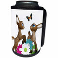 3dRose Spiritual Awakenings Animals - Adorable Baby Fawns playing garden with butterfly - Can Cooler Bottle Wrap (cc_273428)