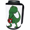 3dRose All Smiles Art Sports and Hobbies - Funny Cool Green T-rex Dinosaur Taking Photos with camera - Can Cooler Bottle Wrap (cc_273467)