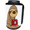 3dRose All Smiles Art Sports and Hobbies - Funny Cool Sloth Taking Photos with camera - Can Cooler Bottle Wrap (cc_273469)