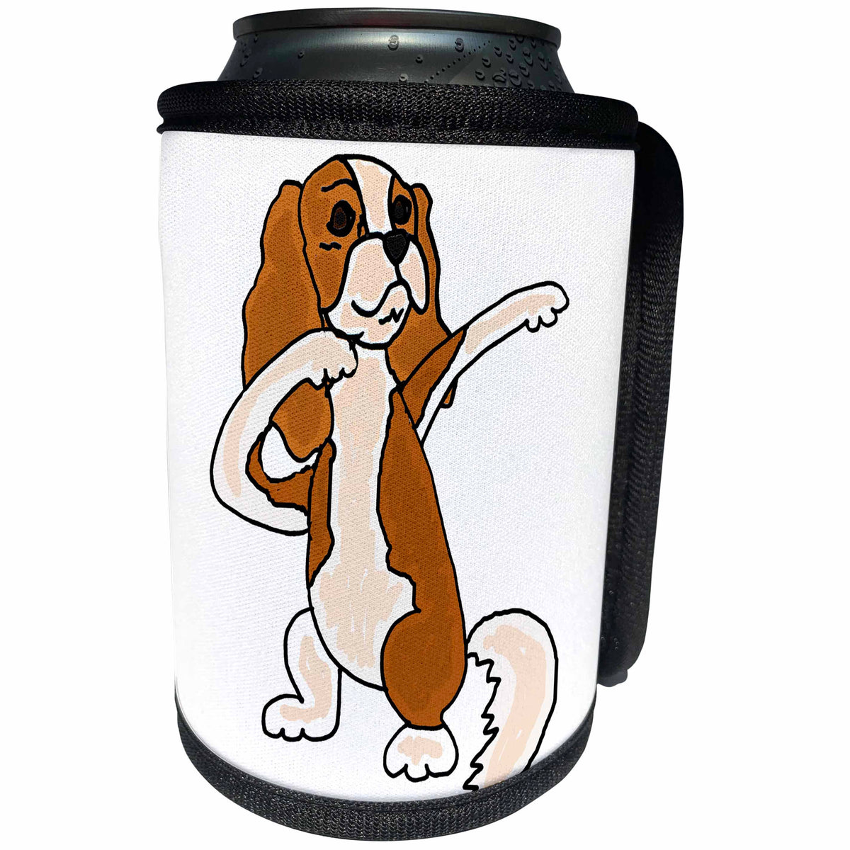 3dRose All Smiles Art Sports and Hobbies - Cute Funny Cavalier King Charles Spaniel Dabbing Dancing - Can Cooler Bottle Wrap (cc_273481)