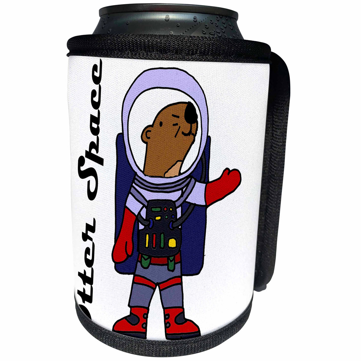 3dRose All Smiles Art Animals - Funny Cute Sea Otter Astronaut in Space Suit Otter Space Pun - Can Cooler Bottle Wrap (cc_273483)