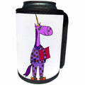 3dRose All Smiles Art Dragons and Unicorns - Funny Cute Purple Unicorn in Flowered Pajamas - Can Cooler Bottle Wrap (cc_273486)