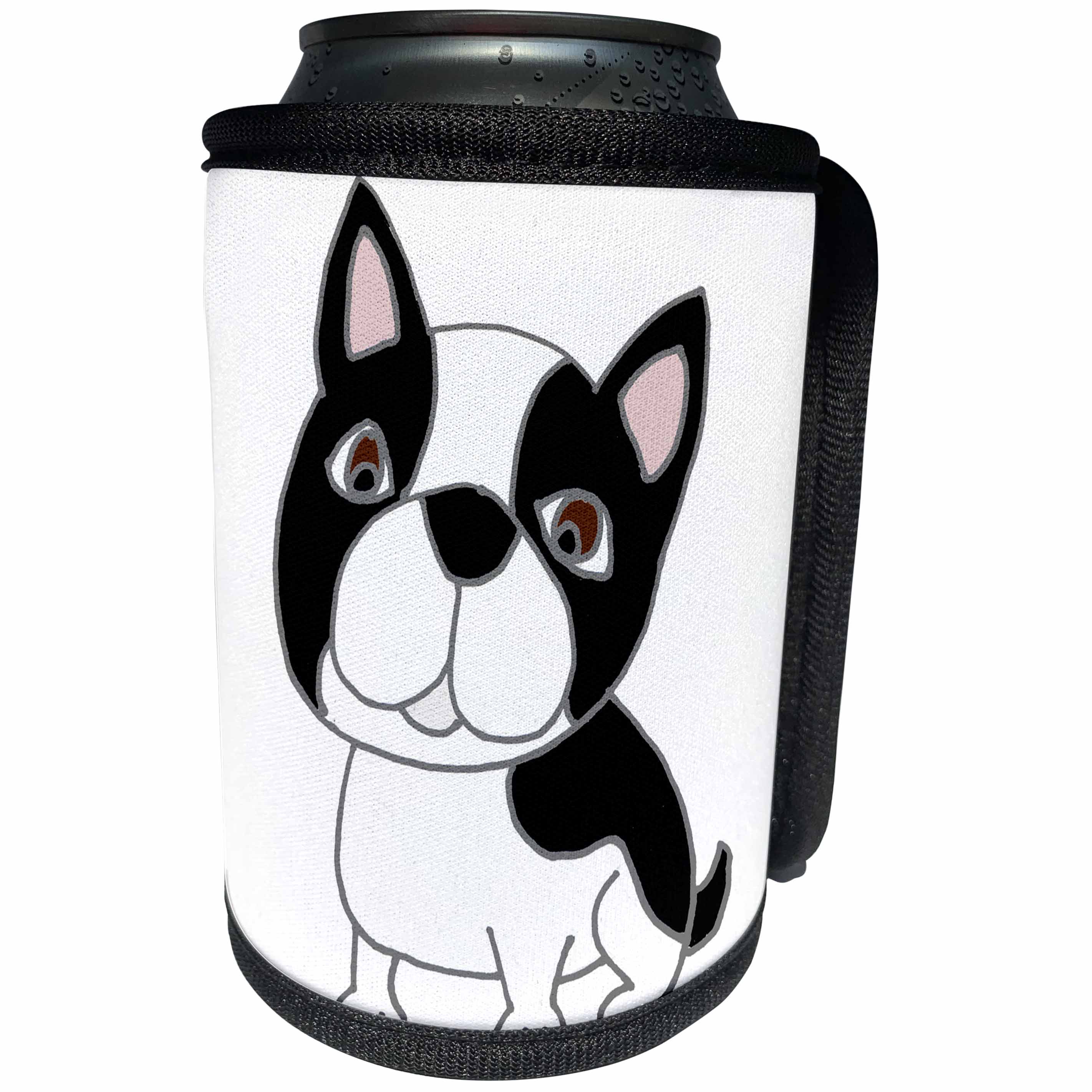 3dRose All Smiles Art Pets - Cute funny Unique Boston Terrier Puppy Dog Cartoon - Can Cooler Bottle Wrap (cc_273496)