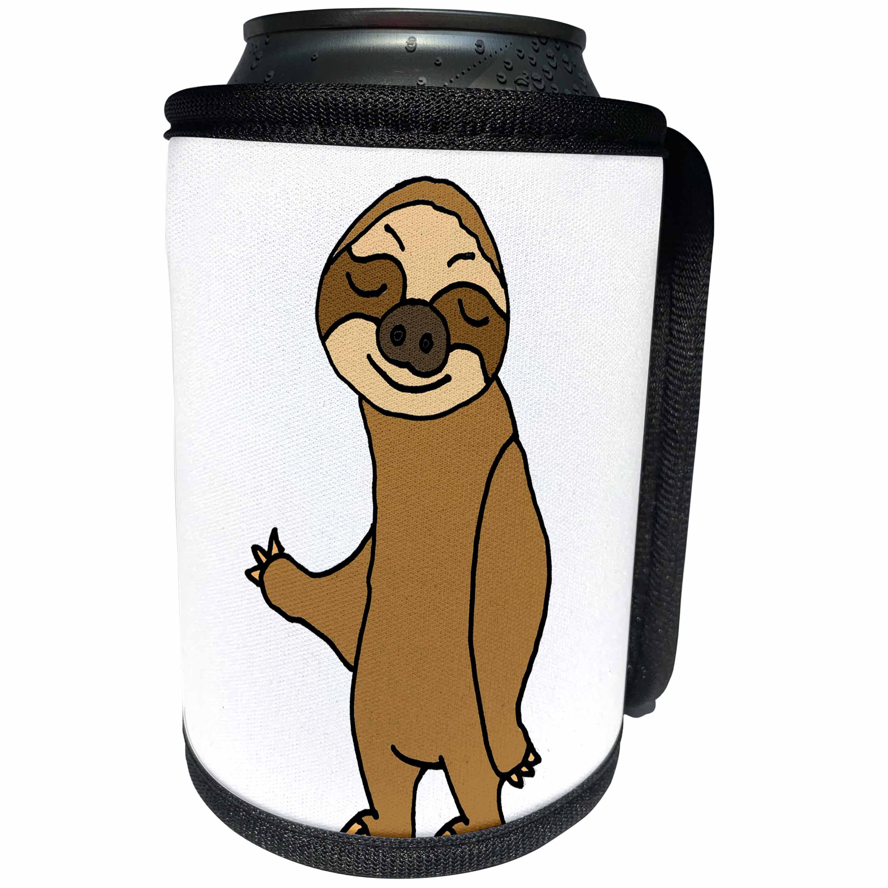 3dRose All Smiles Art Animals - Funny Cute Funky Hip Sloth Cartoon - Can Cooler Bottle Wrap (cc_273498)