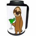 3dRose All Smiles Art Drinking - Cute Funny Sloth Drinking Margarita Cartoon - Can Cooler Bottle Wrap (cc_273499)