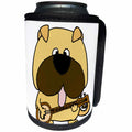 3dRose All Smiles Art Pets - Cute Funny Pug Dog Playing Banjo Cartoon - Can Cooler Bottle Wrap (cc_273504)