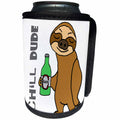 3dRose All Smiles Art Drinking - Amusing Cute Sloth Drinking beer Cool Dude cartoon - Can Cooler Bottle Wrap (cc_273506)