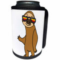 3dRose All Smiles Art Animals - Funny Cool Sloth Wearing Hip Sunglasses Cartoon - Can Cooler Bottle Wrap (cc_273507)