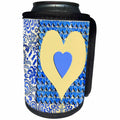 3dRose Beverly Turner Heart Design - Hearts and Paisley Design Blue and Yellow - Can Cooler Bottle Wrap (cc_27351)