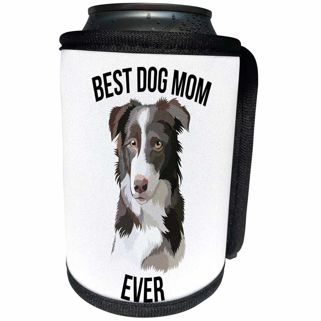 3dRose Carsten Reisinger - Illustrations - Best Border Collie Dog Mom Ever - Can Cooler Bottle Wrap (cc_273511)