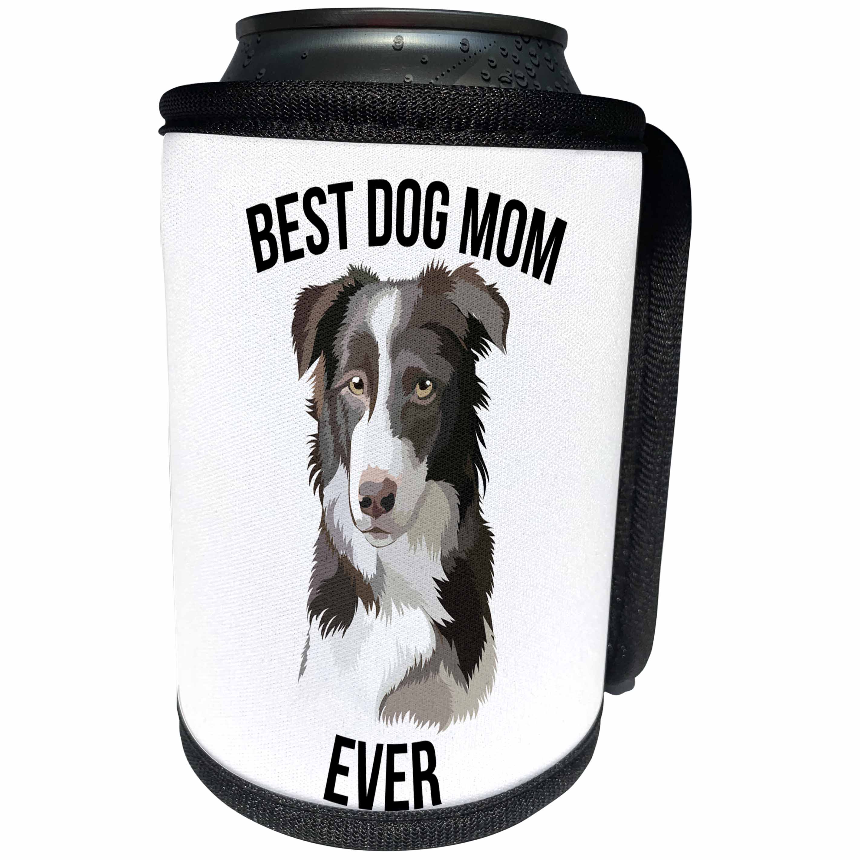 3dRose Carsten Reisinger - Illustrations - Best Border Collie Dog Mom Ever - Can Cooler Bottle Wrap (cc_273511)