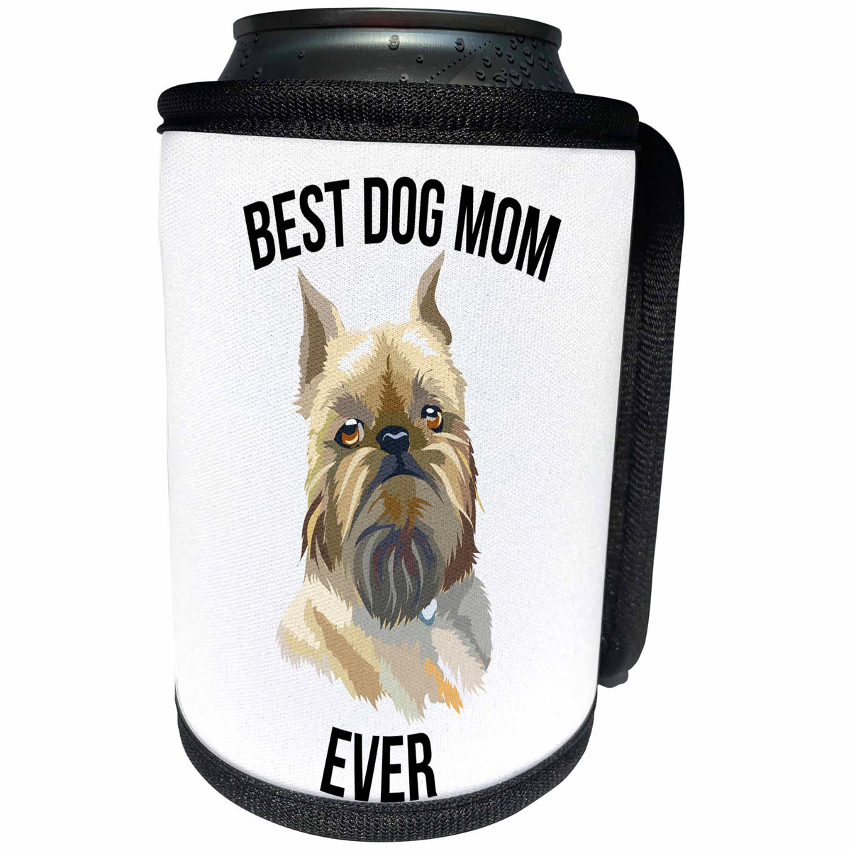 3dRose Carsten Reisinger - Illustrations - Best Brussels Griffon Dog Mom Ever - Can Cooler Bottle Wrap (cc_273512)