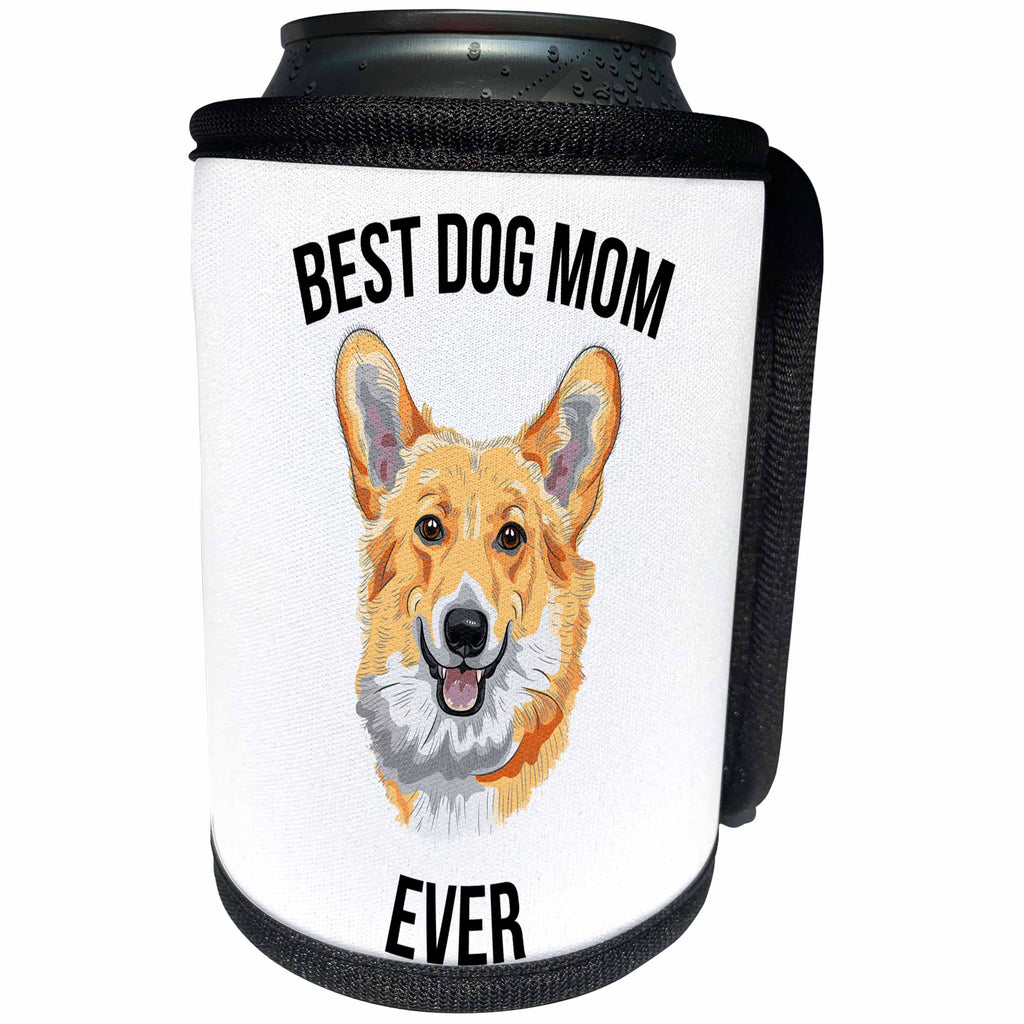 3dRose Carsten Reisinger - Illustrations - Best Corgi Dog Mom Ever - Can Cooler Bottle Wrap (cc_273513)
