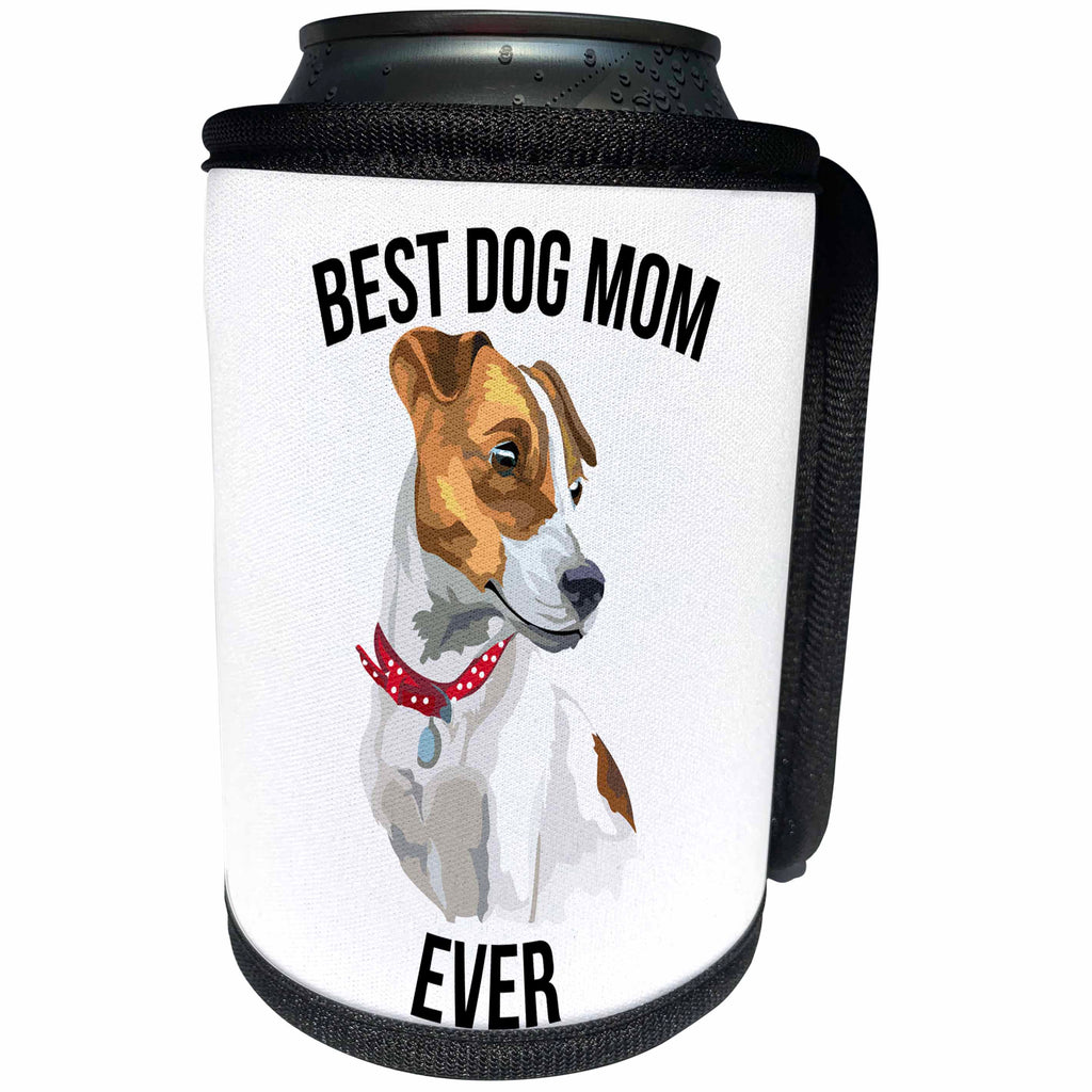 3dRose Carsten Reisinger - Illustrations - Best Jack Russell Terrier Dog Mom Ever - Can Cooler Bottle Wrap (cc_273516)
