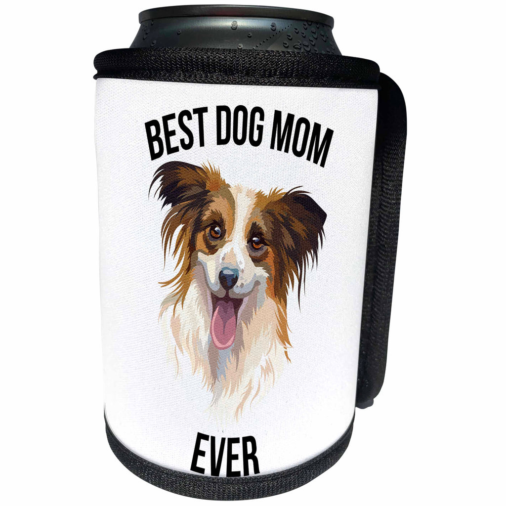 3dRose Carsten Reisinger - Illustrations - Best Papillon Dog Mom Ever - Can Cooler Bottle Wrap (cc_273517)