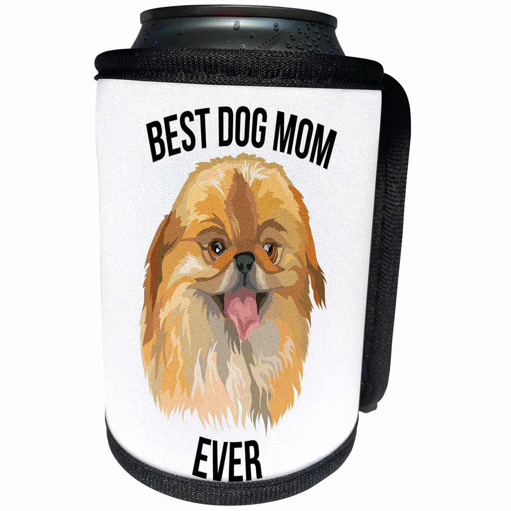 3dRose Carsten Reisinger - Illustrations - Best Pekingese Dog Mom Ever - Can Cooler Bottle Wrap (cc_273518)